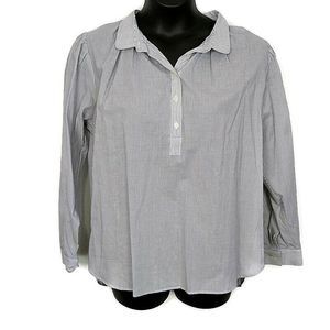 NWT LOFT Striped Popover‎ Blouse Button Front Collared Casual sz 16 Preppy